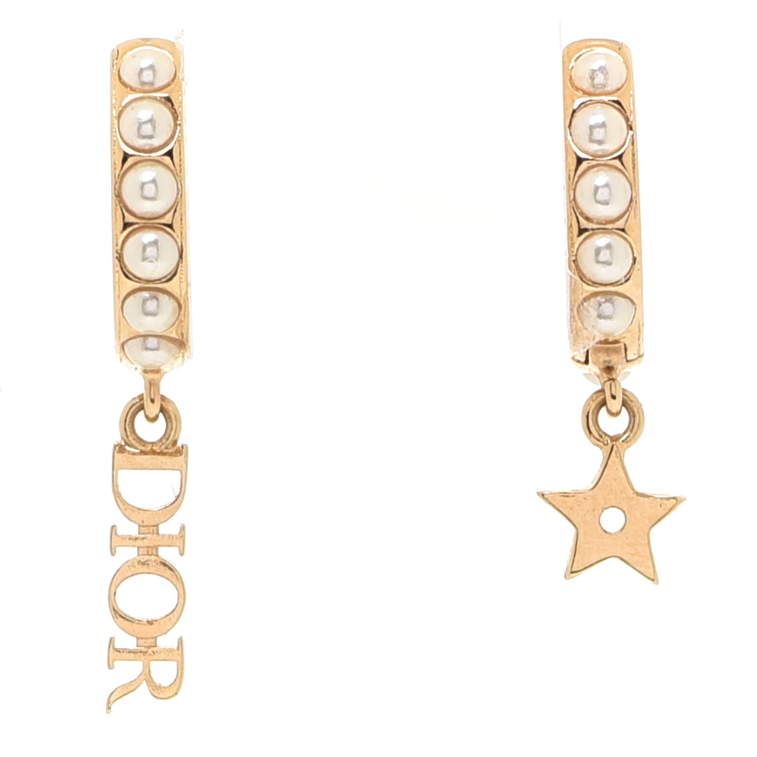 Christian Dior Pearl Hoop Earrings Gold 1 of 4