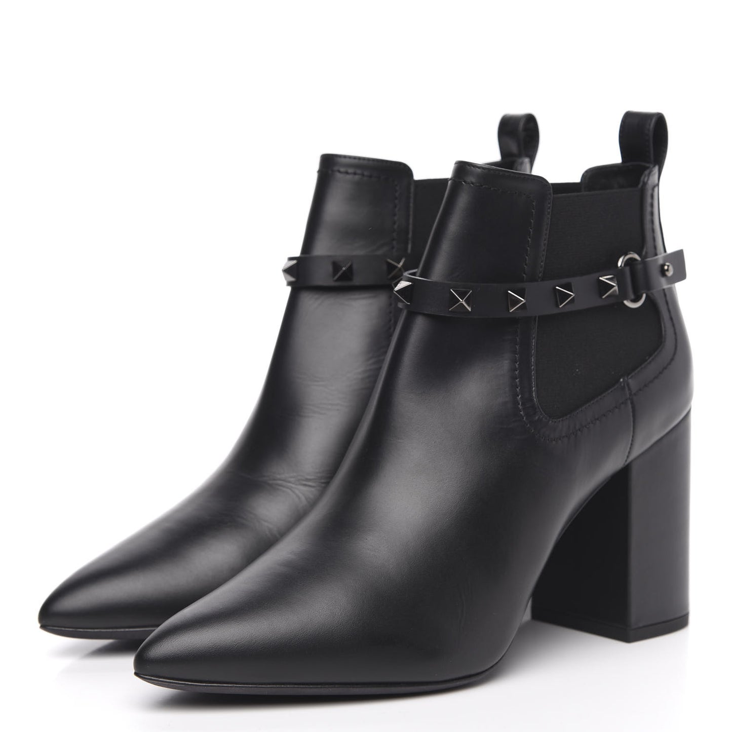Calfskin Rockstud Chelsea 85mm Ankle Boots 39 Black