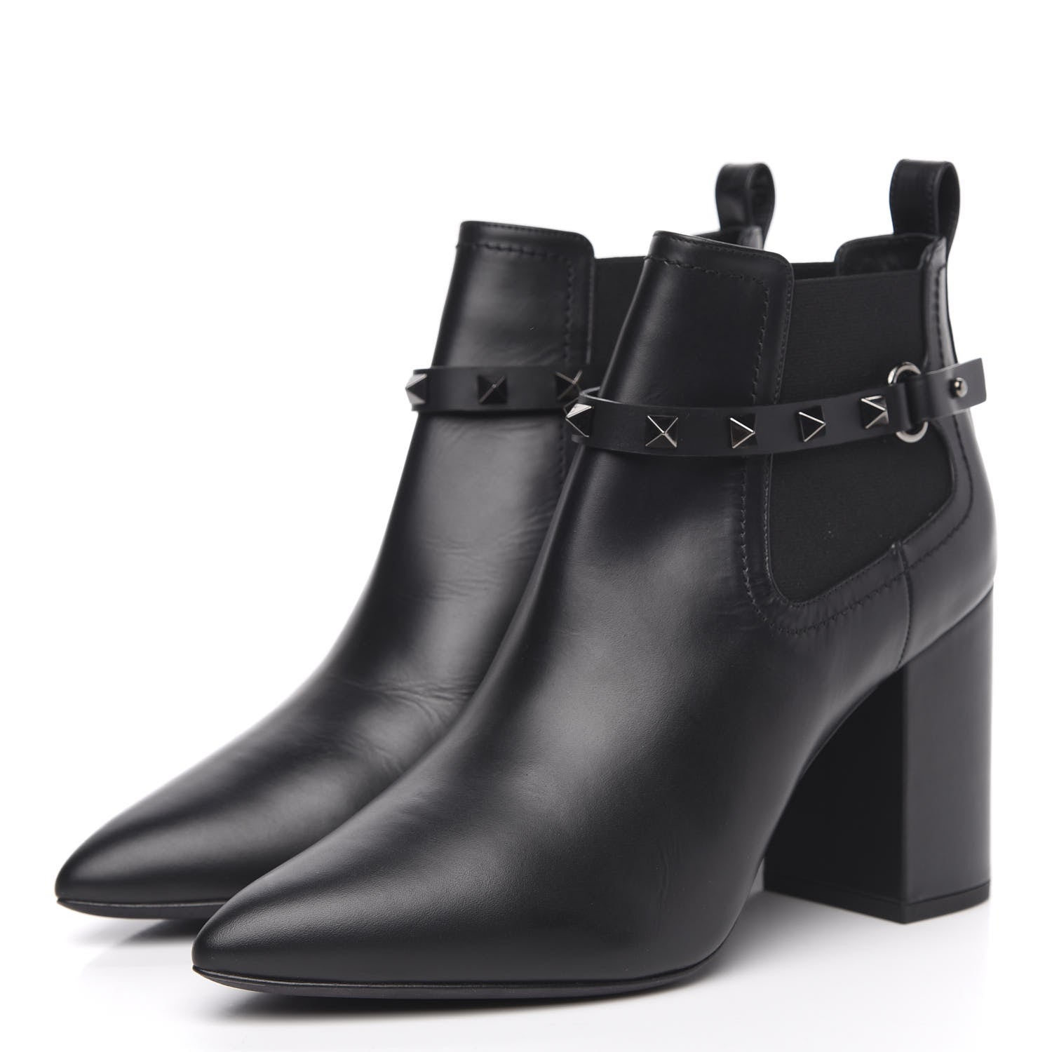 Valentino Garavani Calfskin Rockstud Chelsea 85mm Ankle Boots 39 Black 3 of 9