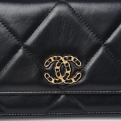 Chanel Goatskin Quilted 19 Wallet On Chain WOC Black 8 of 11