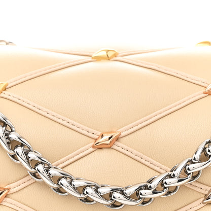 Louis Vuitton Lambskin Studded Malletage Top Handle GO-14 MM Beige 7 of 10