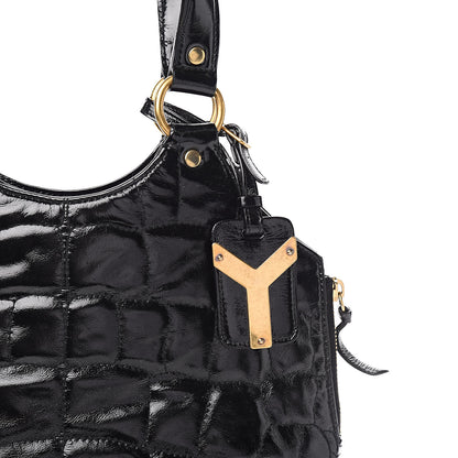 Saint Laurent Patent Crocodile Embossed Tribute Tote Black 8 of 12