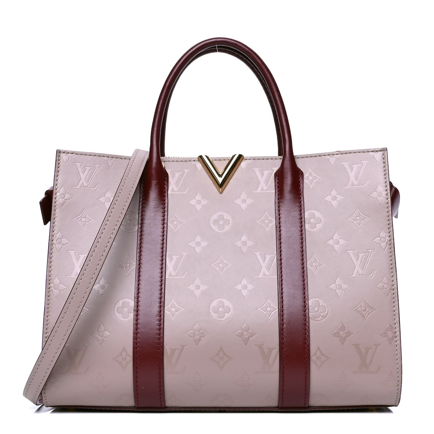 Monogram Cuir Plume Very Tote MM Mastic Raisin