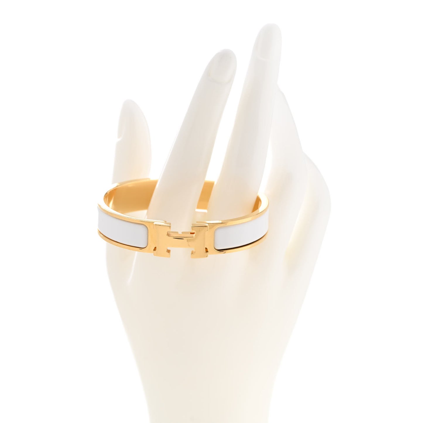 Enamel Narrow Clic Clac H Bracelet PM White