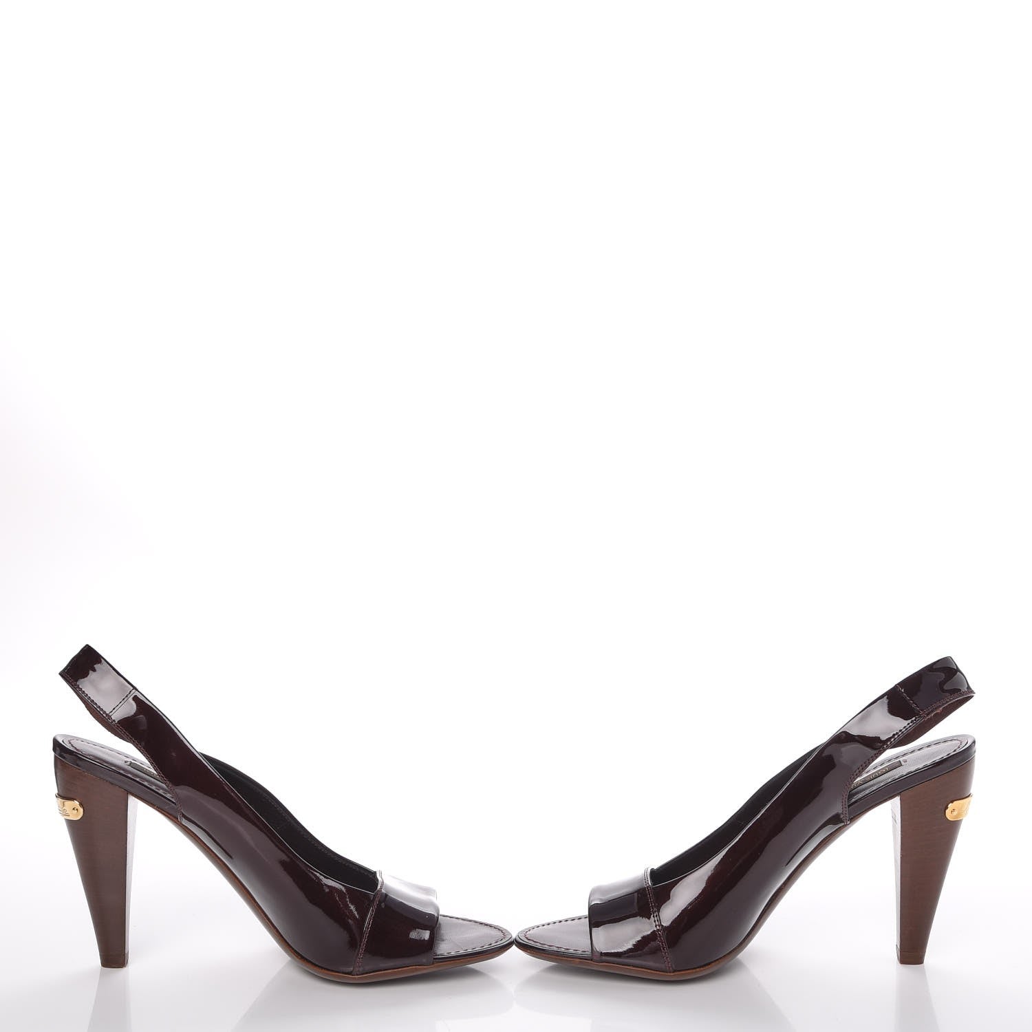 Louis Vuitton Patent Slingback Heels 38 Amarante 9 of 11