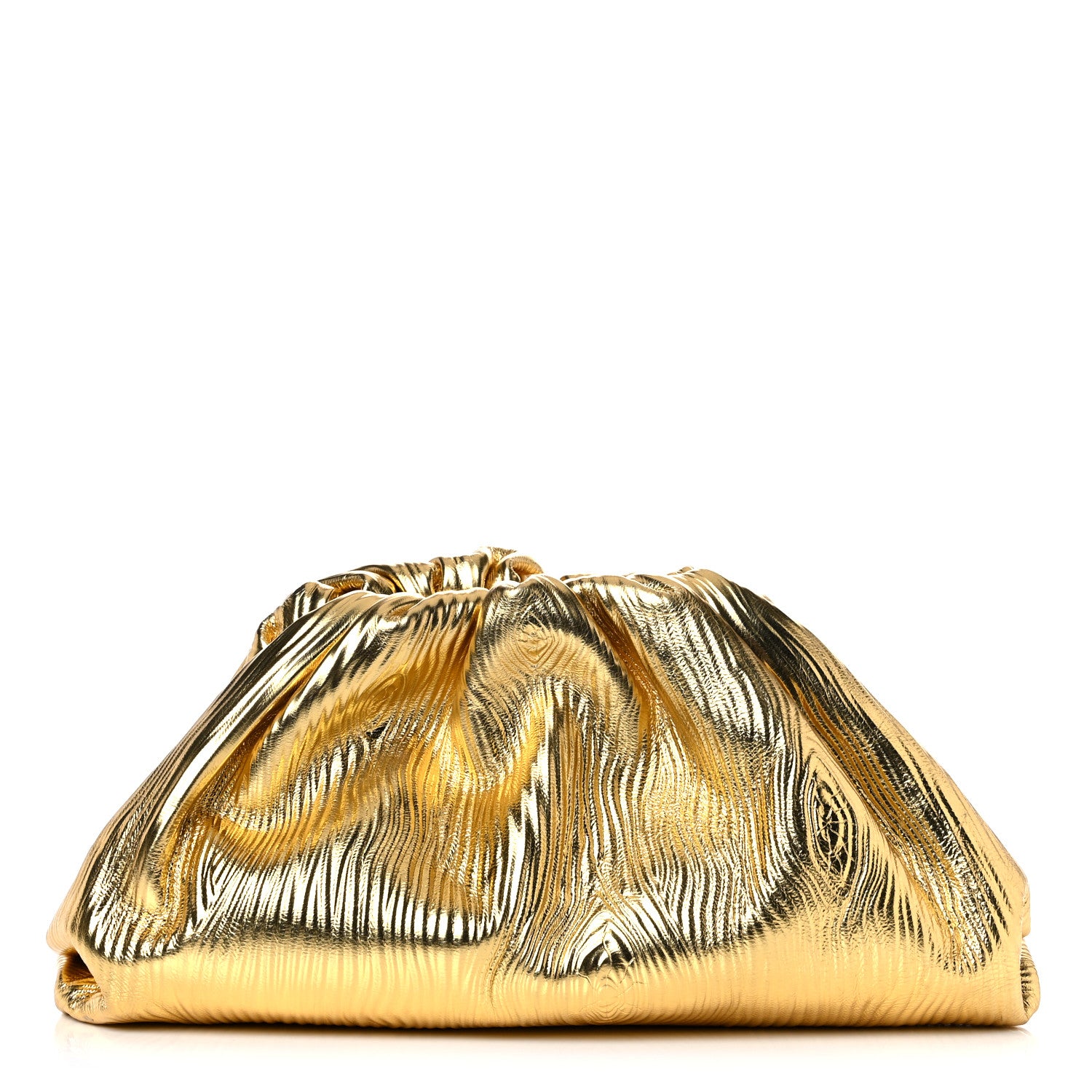 Bottega Veneta Metallic Bark Calfskin Embossed The Pouch Oversized Clutch Oro 1 of 12