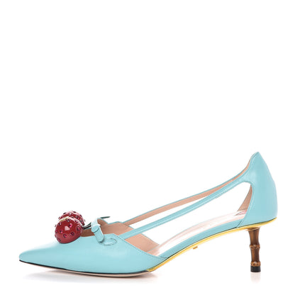 Gucci Malaga Kid Unia Cherry Pumps 38.5 New Acquamarine Emerald Cocoa 1 of 9