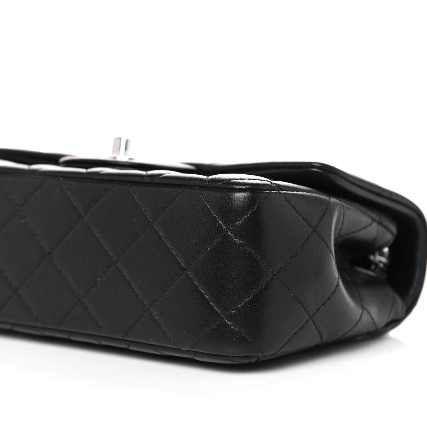 Lambskin Quilted Mini Rectangular Flap Black