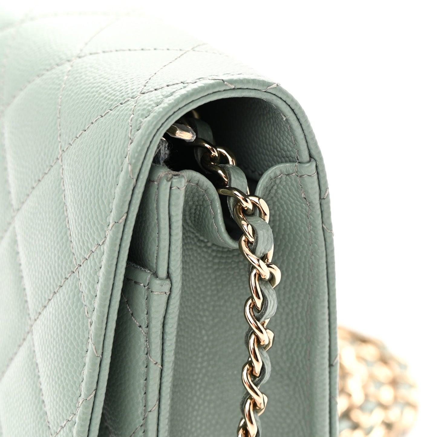 Caviar Quilted Wallet On Chain WOC Dark Green