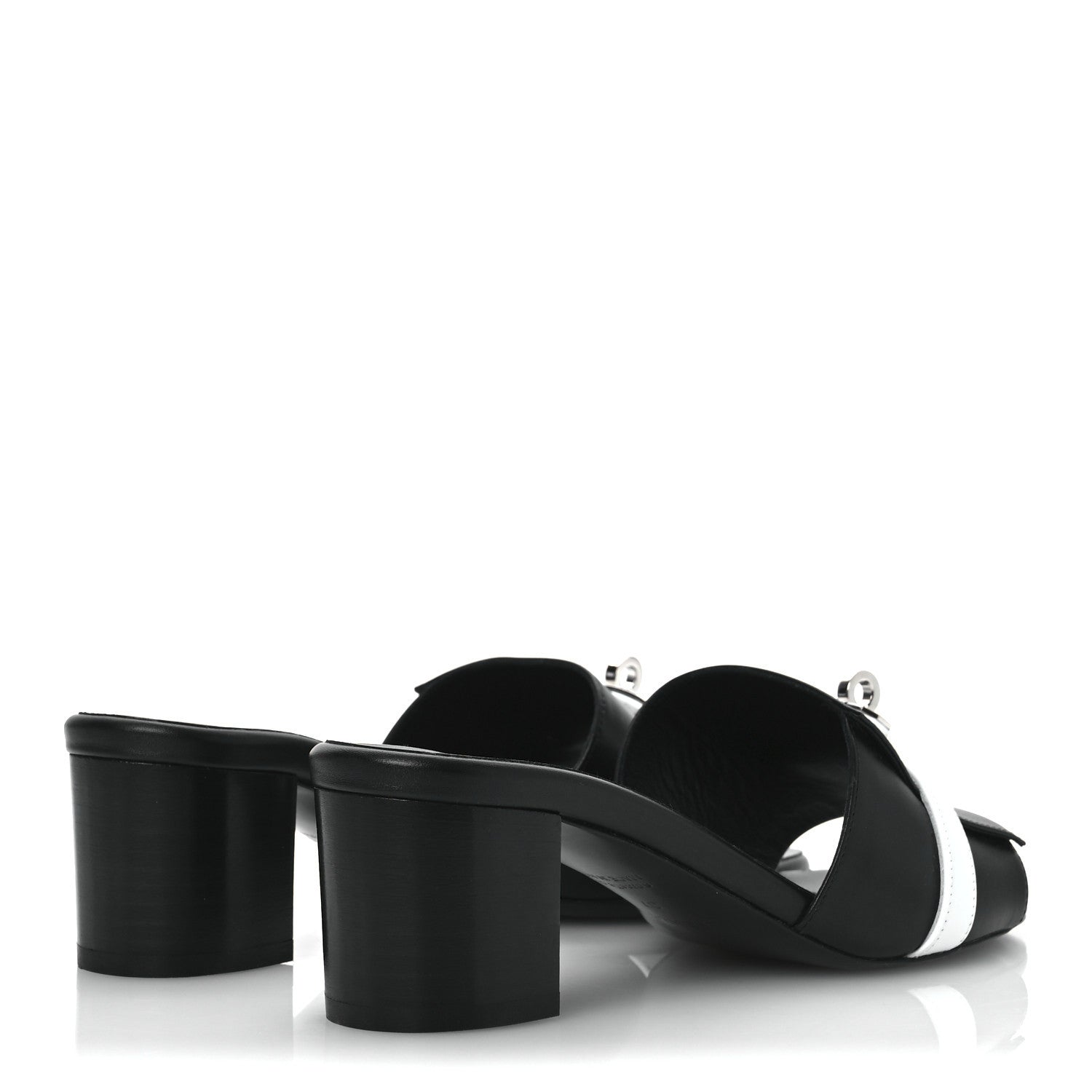 Hermes Calfskin Gigi 50 Sandals 37 White Black 5 of 14