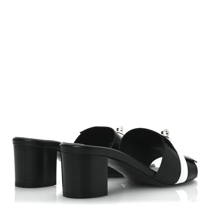 Hermes Calfskin Gigi 50 Sandals 37 White Black 5 of 14