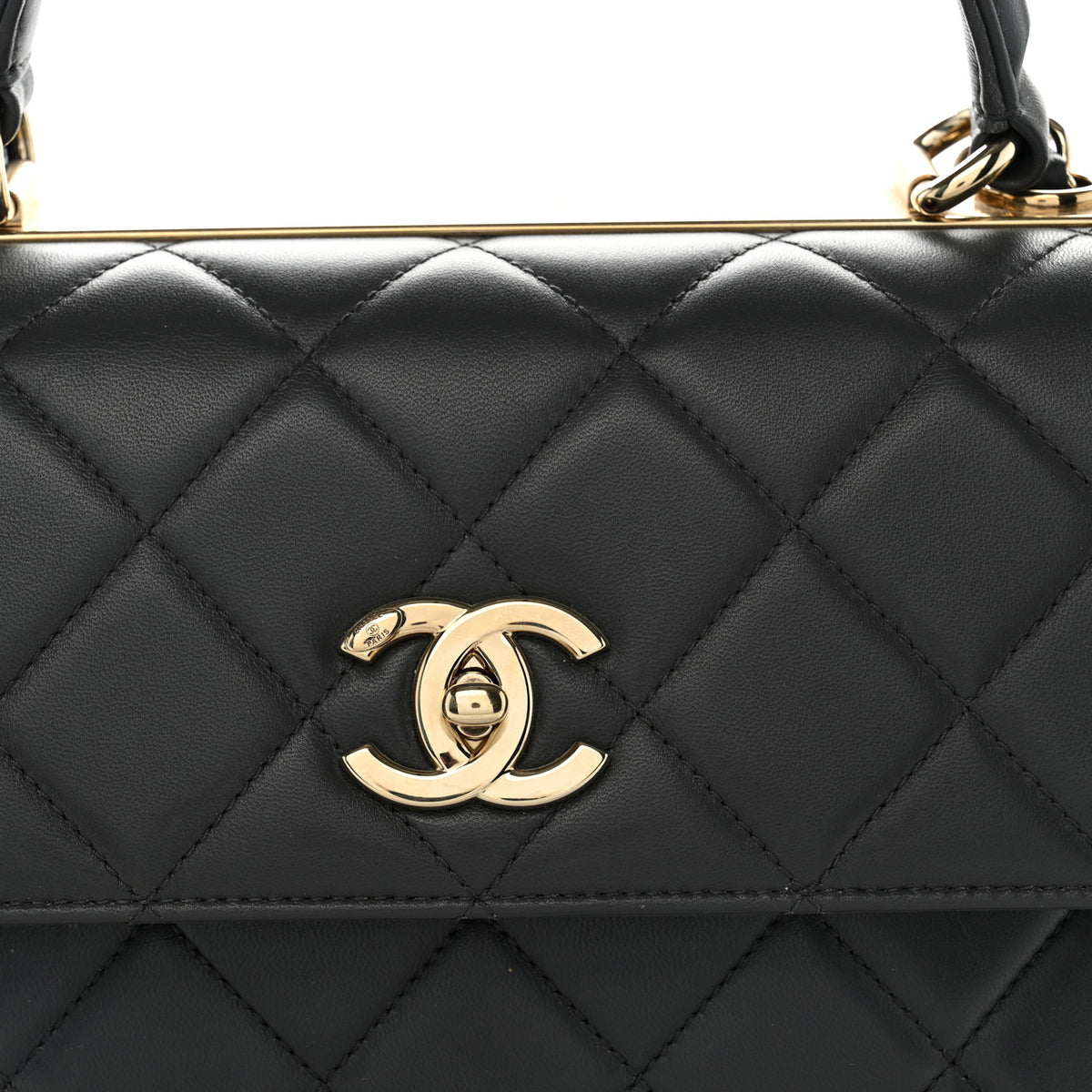 Lambskin Quilted Small Trendy CC Dual Handle Flap Bag Dark Grey