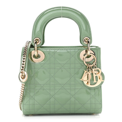 Christian Dior Patent Cannage Mini Lady Dior Mint Green 1 of 9