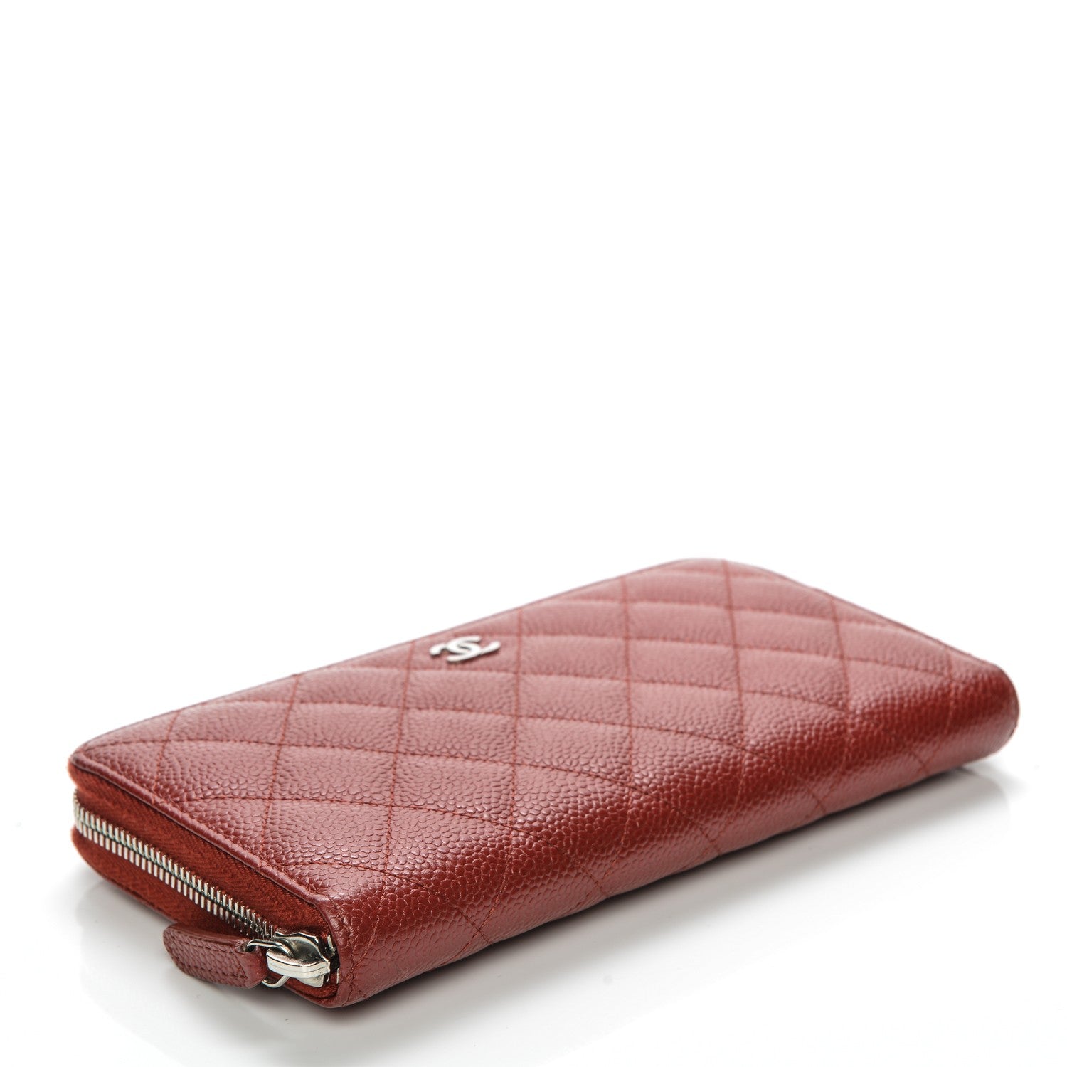 Chanel Caviar Quilted Large Gusset Zip Around Wallet Red 4 of 8