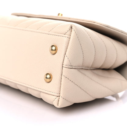 Chanel Caviar Lizard Chevron Quilted Mini Coco Handle Flap Ivory 9 of 10