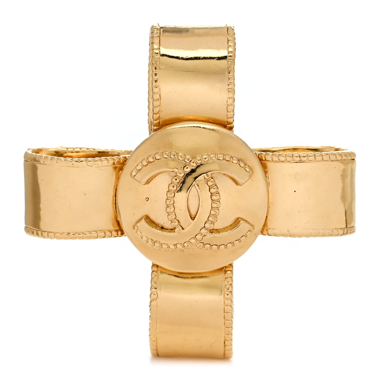 Chanel CC Cross Brooch Gold 1 of 3