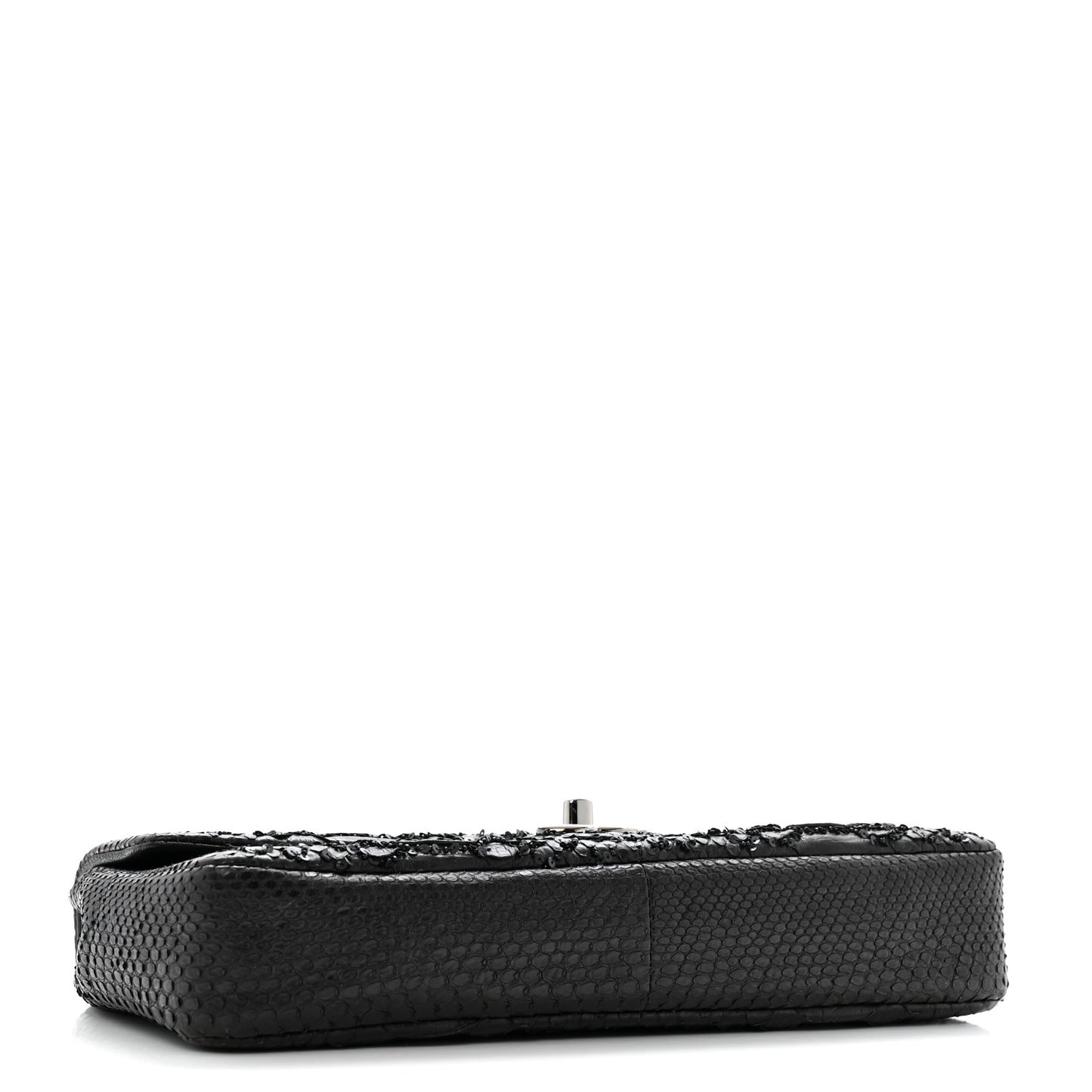 Metallic Snakeskin Sequin Flap Black