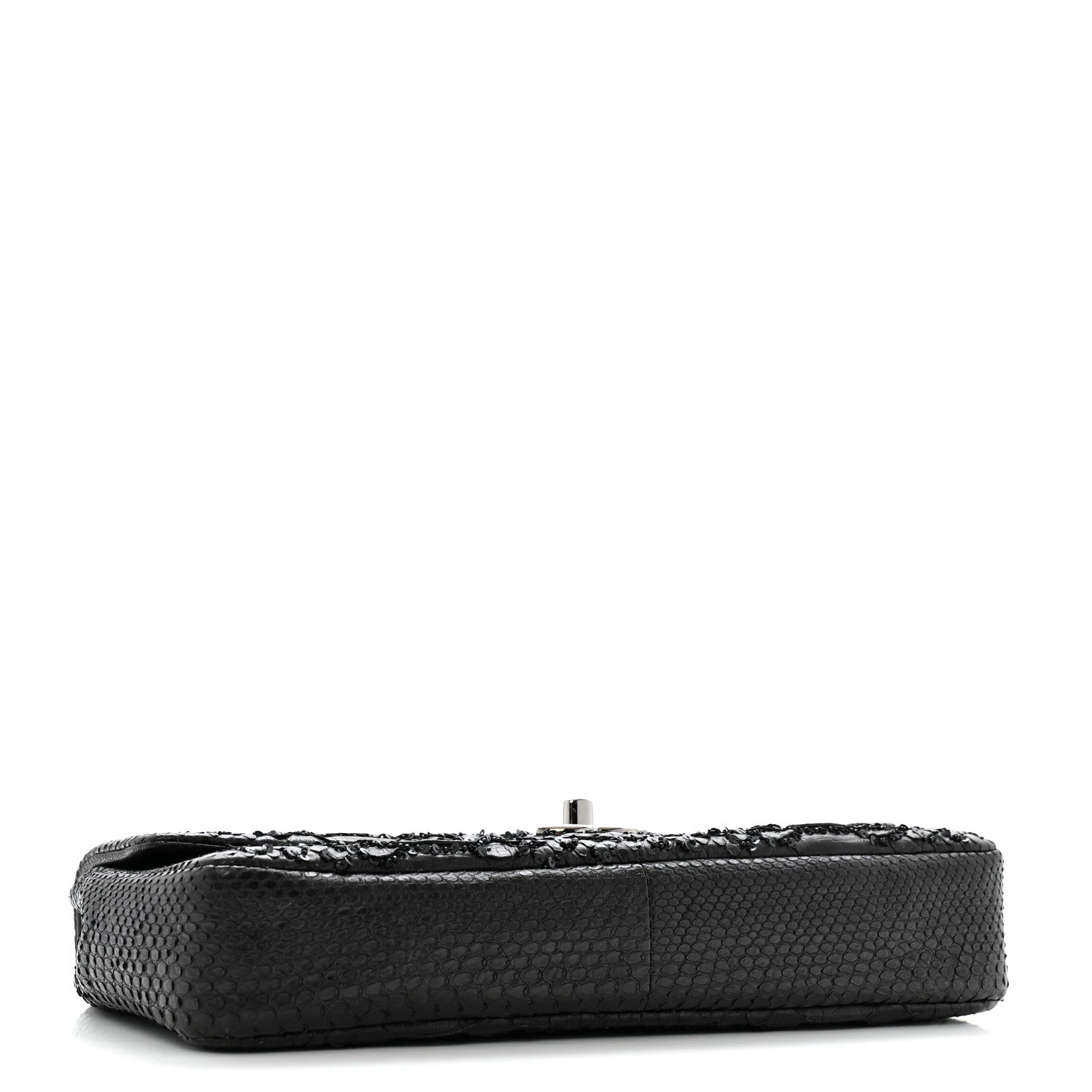 Chanel Metallic Snakeskin Sequin Flap Black 4 of 14