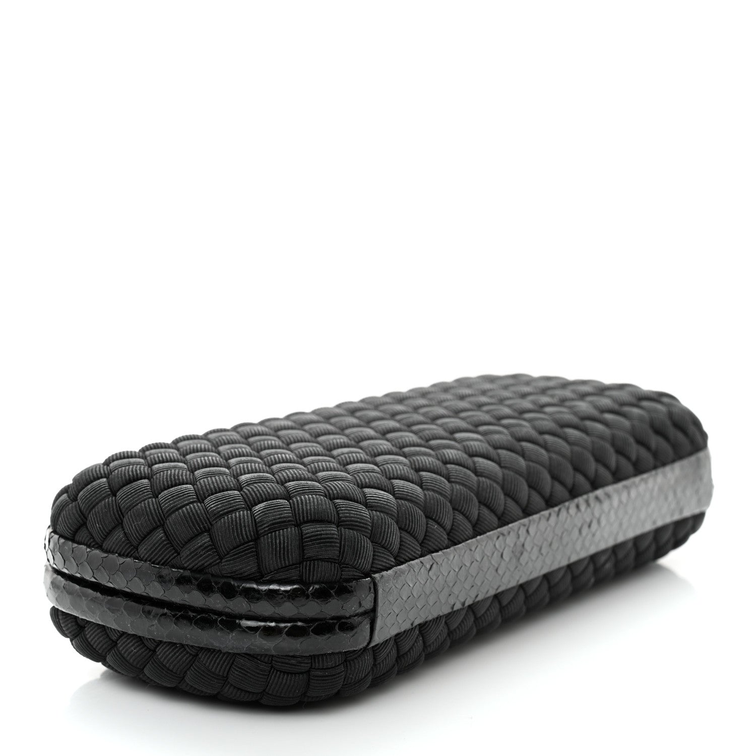 Bottega Veneta Satin Ayers Intreccio Impero Stretch Knot Clutch Black 4 of 9