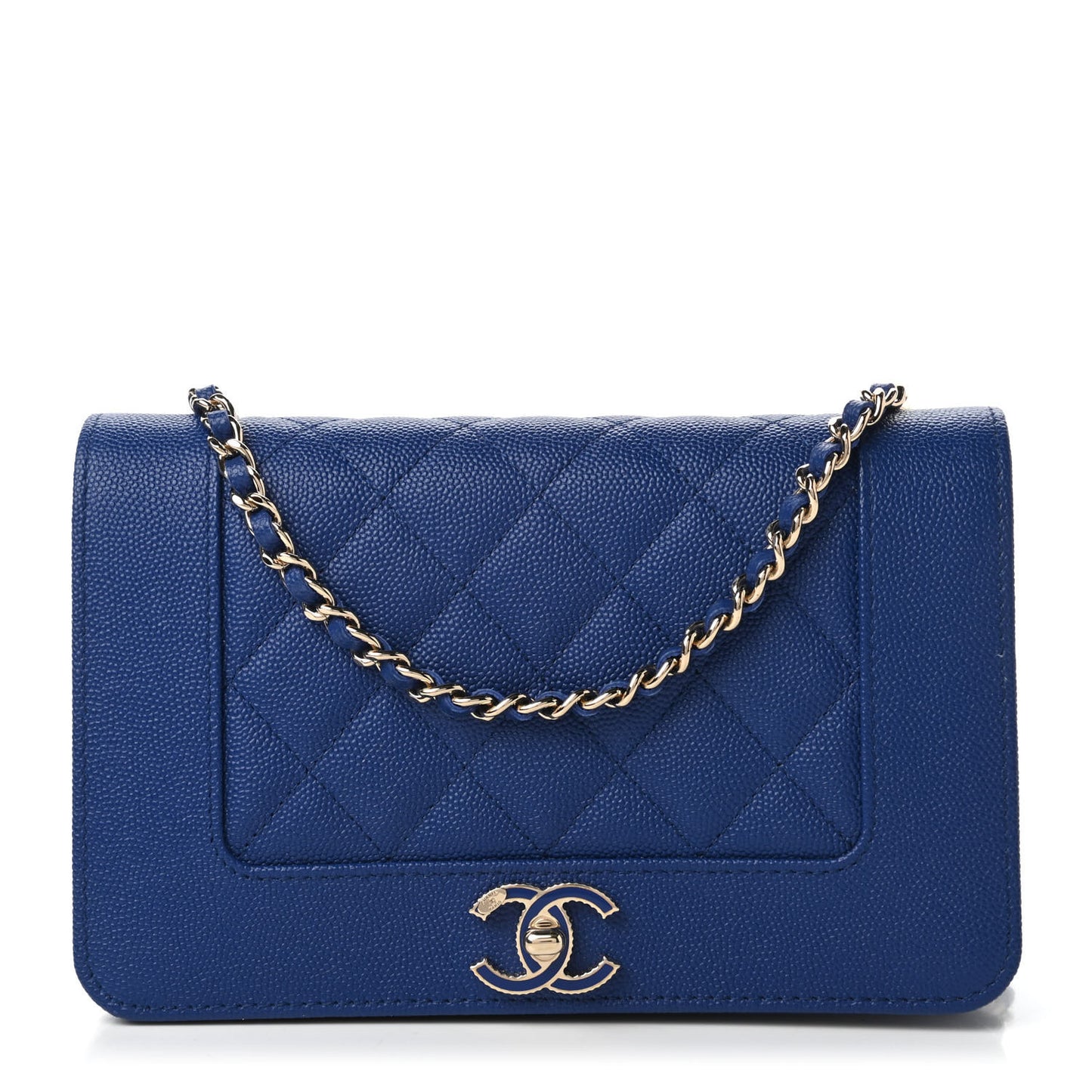 Caviar Quilted Vintage Mademoiselle Wallet On Chain WOC Blue