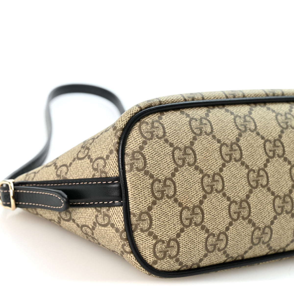 GG Supreme Monogram Emblem Small Shoulder Bag Beige Black
