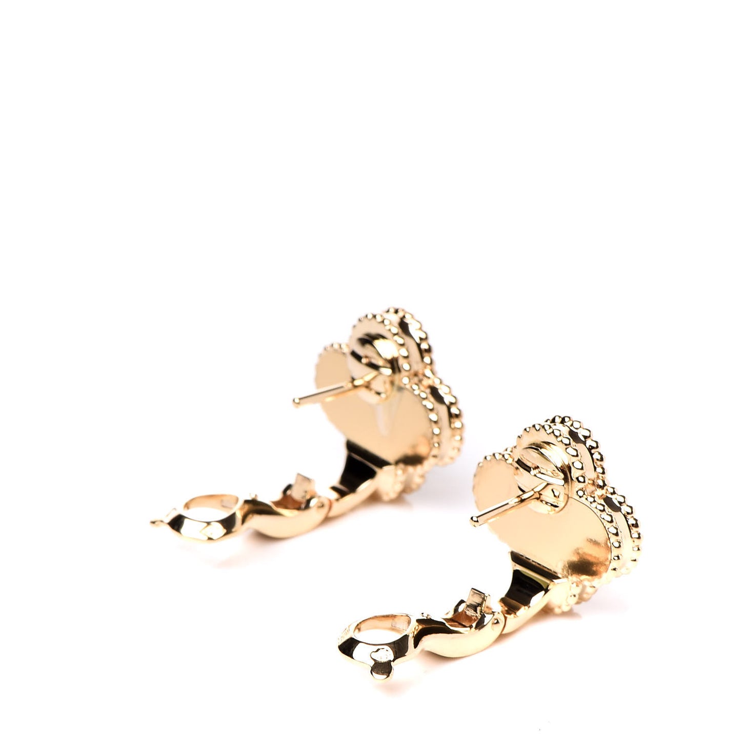 18K Yellow Gold Guilloche Vintage Alhambra Earrings