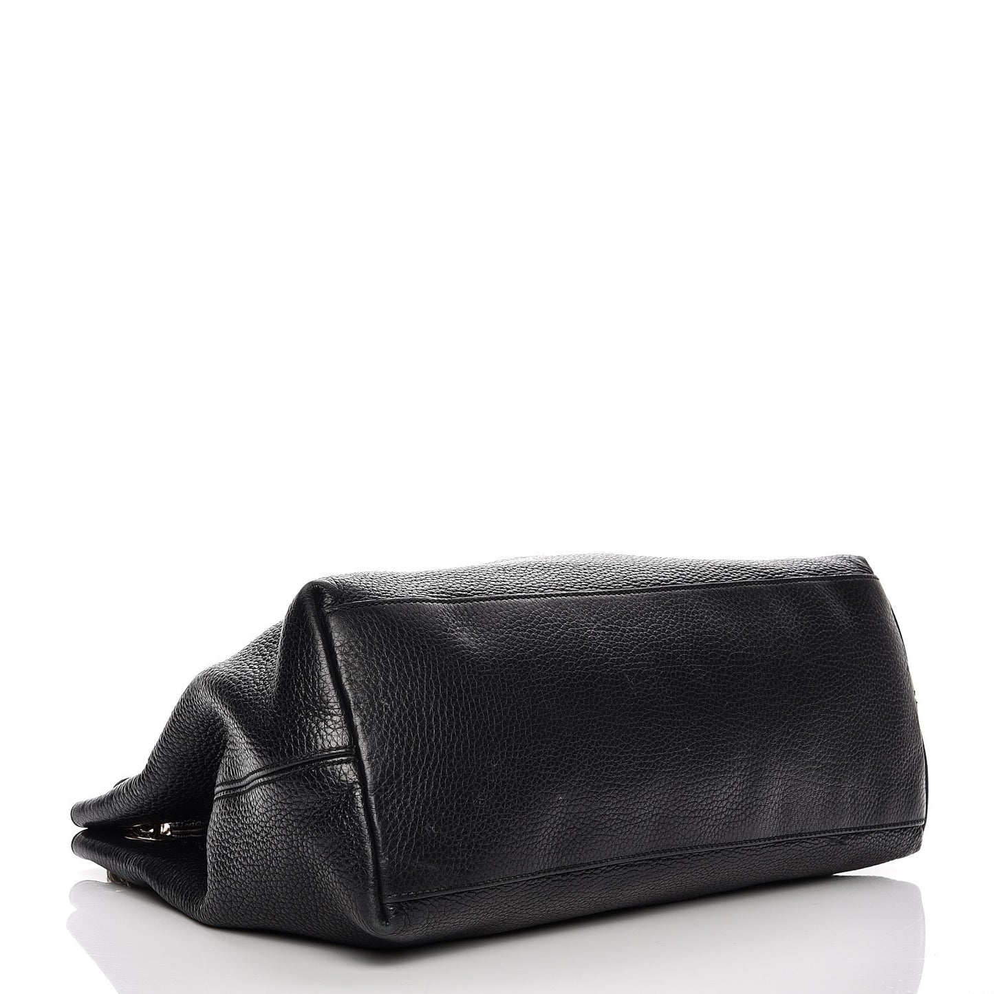 Pebbled Calfskin Medium Soho Chain Shoulder Bag Black