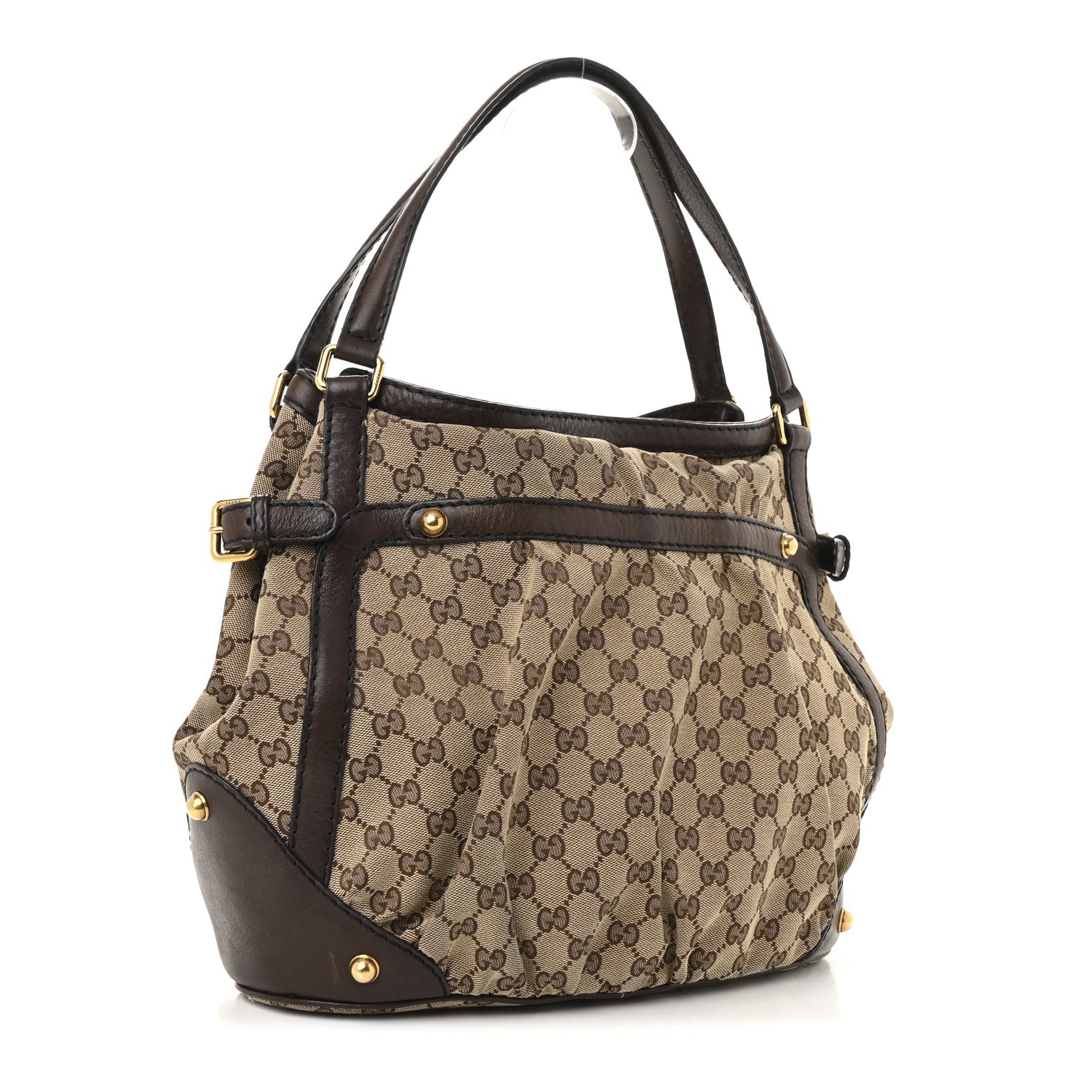 Gucci Monogram Medium Jockey Tote Dark Brown 3 of 14