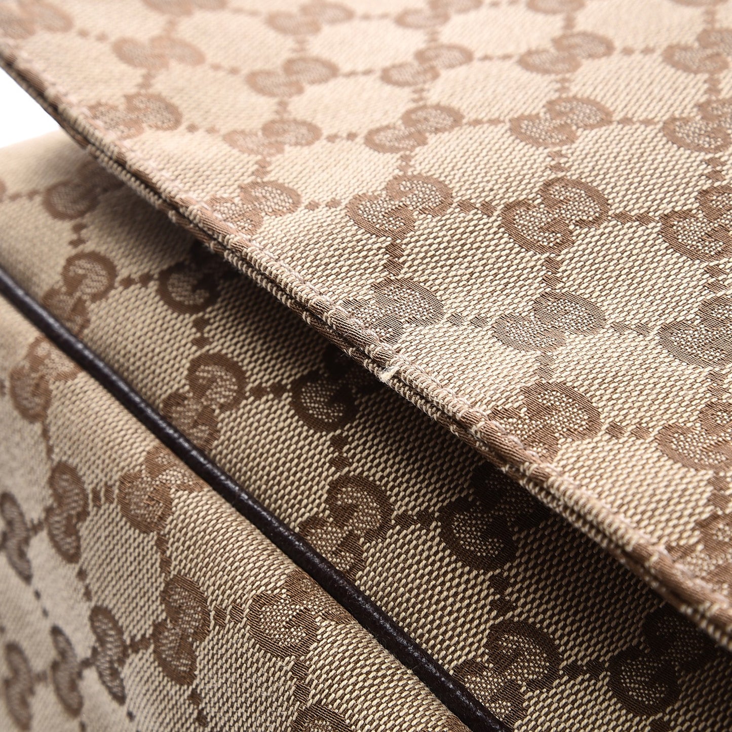 Monogram Large Flap Messenger Bag Beige Dark Brown