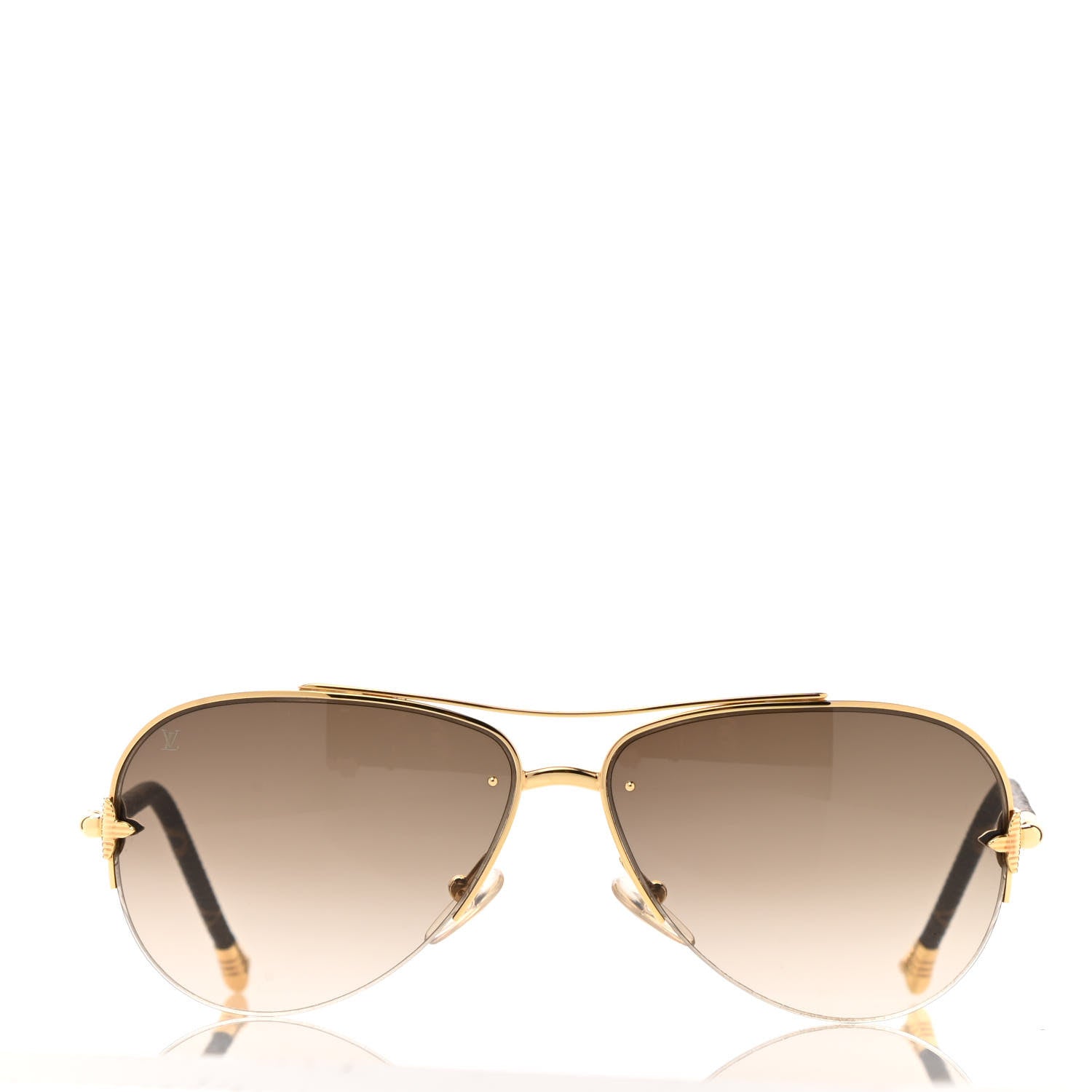 Louis Vuitton Monogram Petite Viola Pilote Aviator Sunglasses Z0571U Brown 2 of 10