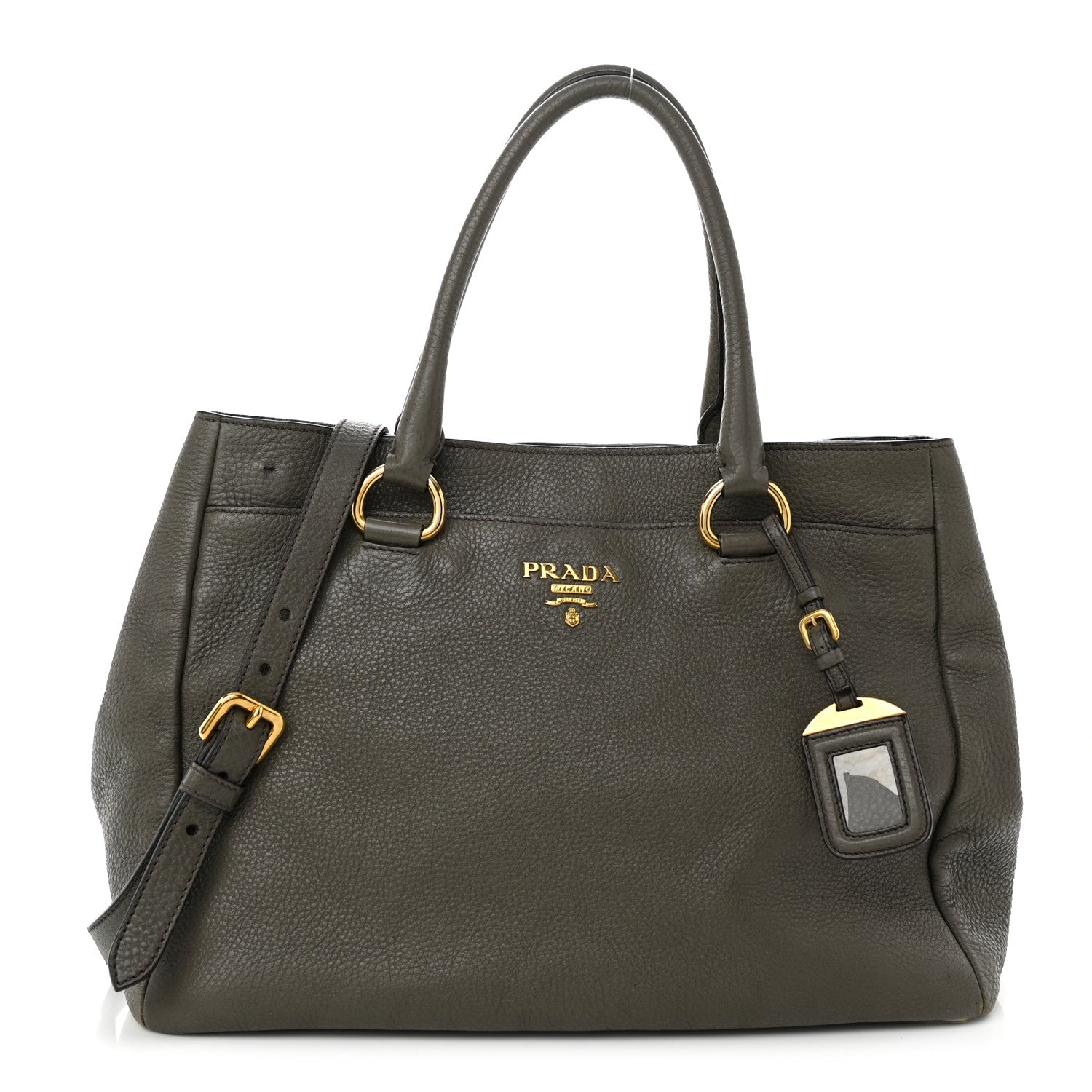 Prada Vitello Daino Tote Dark Green 1 of 19