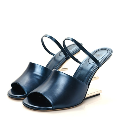 Fendi Metallic Calfskin Fendi First 95mm Slide Sandals 38.5 Perfect 3 of 8