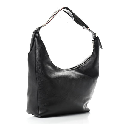 Burberry Grainy Leather Calfskin Hobo Black 3 of 8