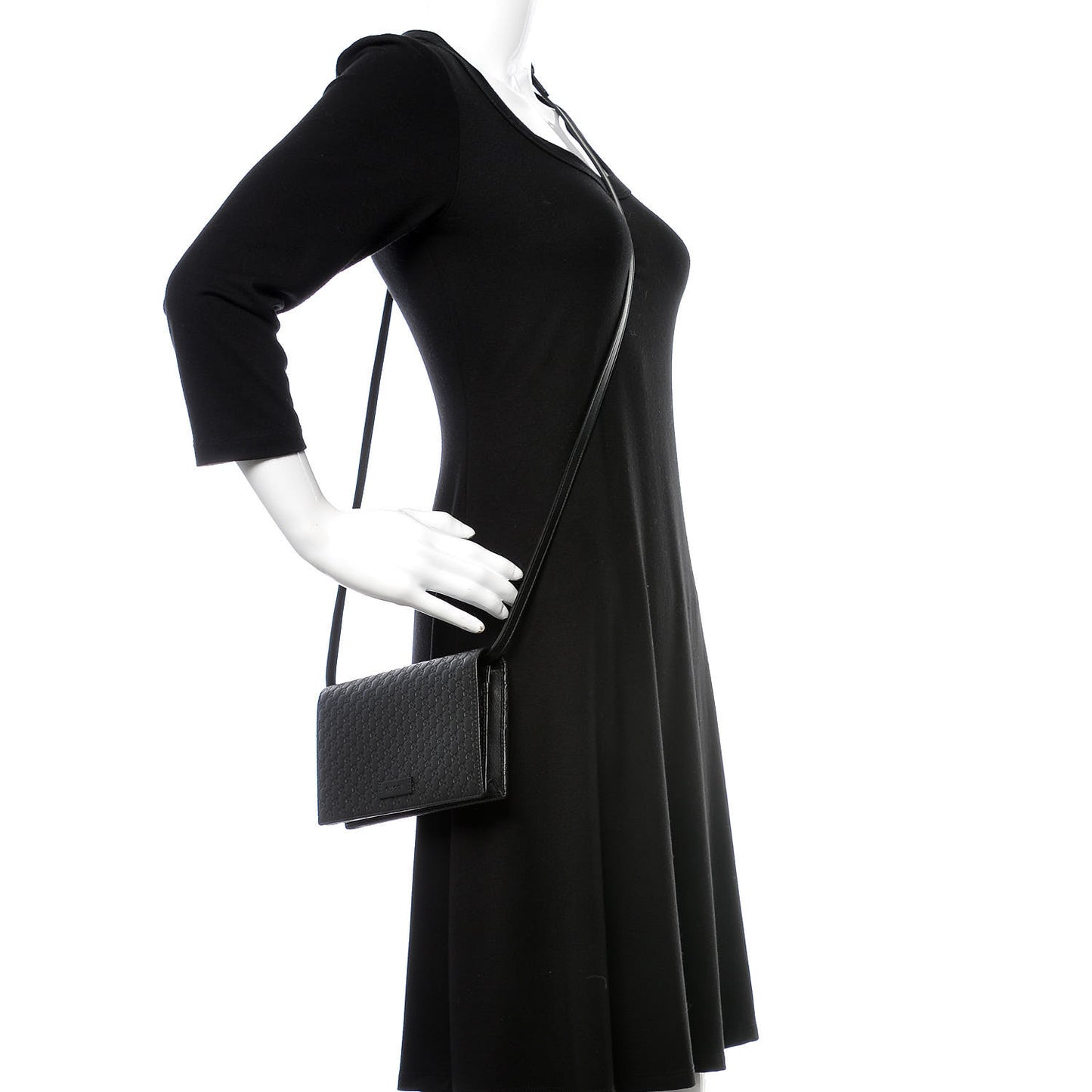 Microguccissima Crossbody Wallet Black