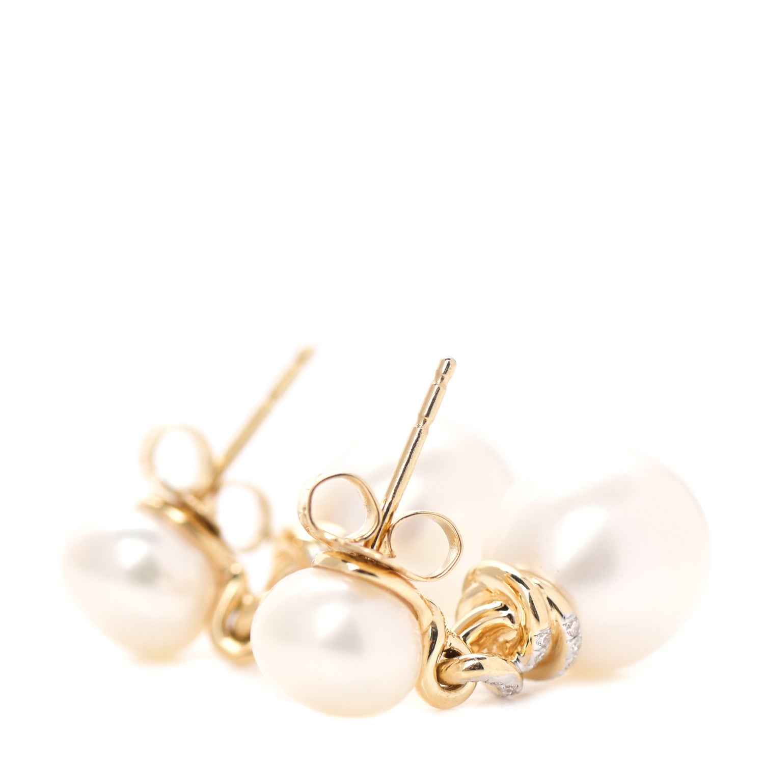 David Yurman 18K Yellow Gold Diamond Pearl Helena Drop Earrings 3 of 6