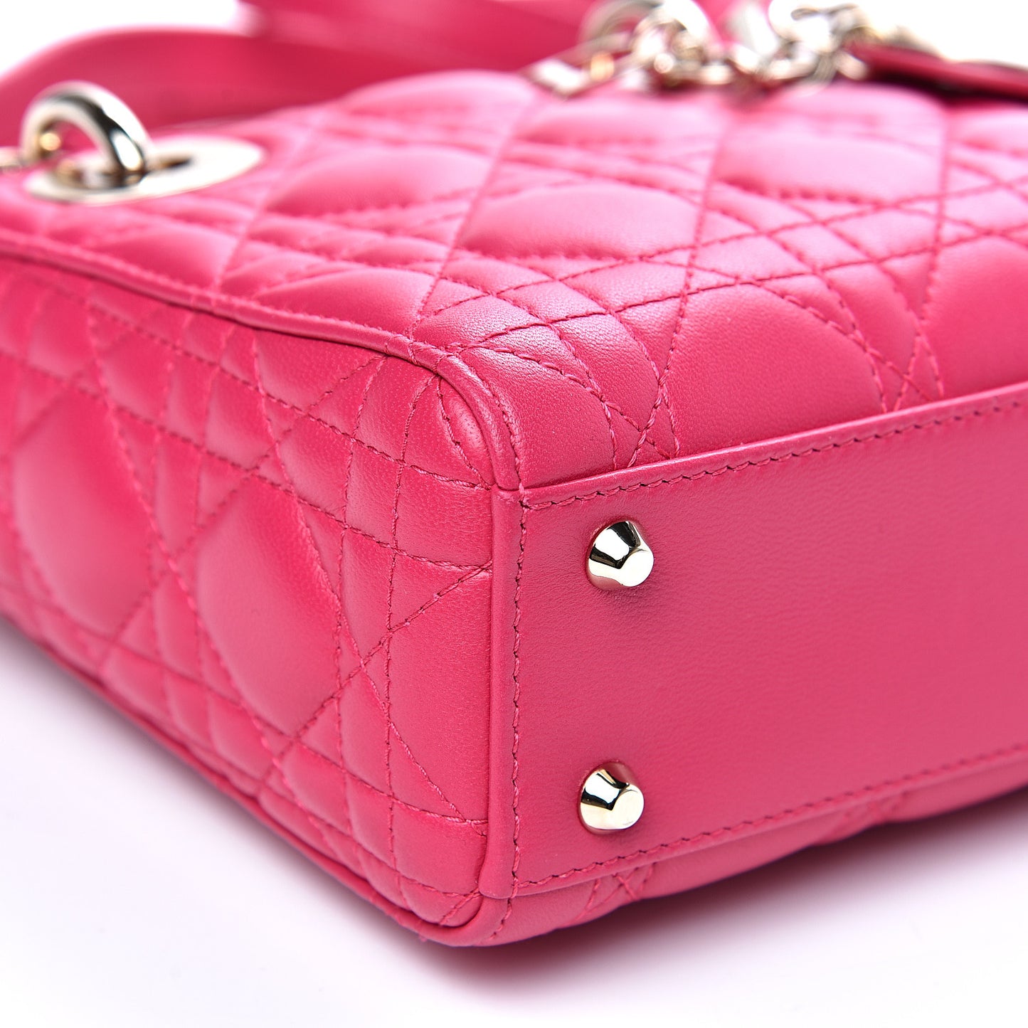 Lambskin Cannage Mini Lady Dior Fuchsia