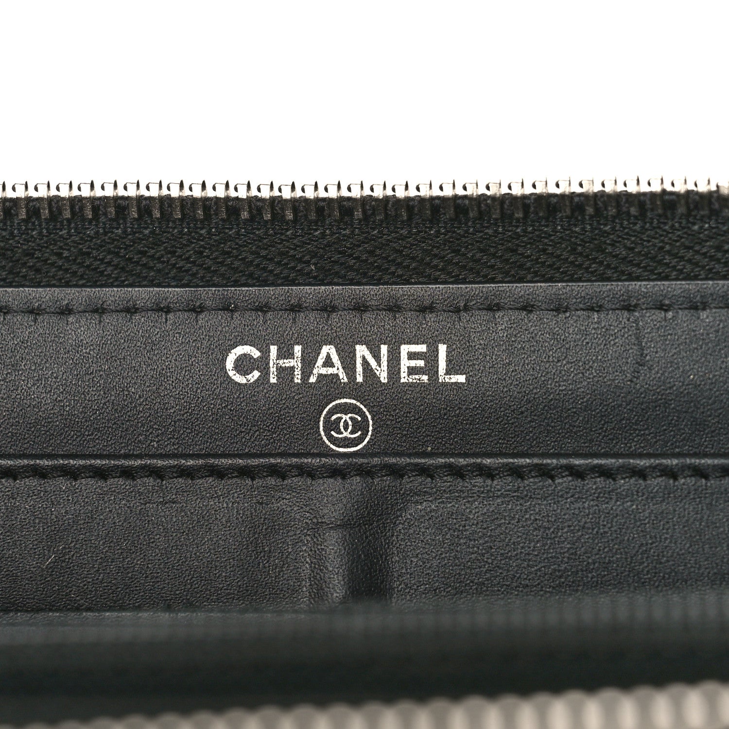 Chanel Patent Chevron Quilted CC Zip Around Wallet Black 6 of 13