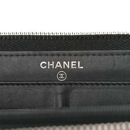 Chanel Patent Chevron Quilted CC Zip Around Wallet Black 6 of 13