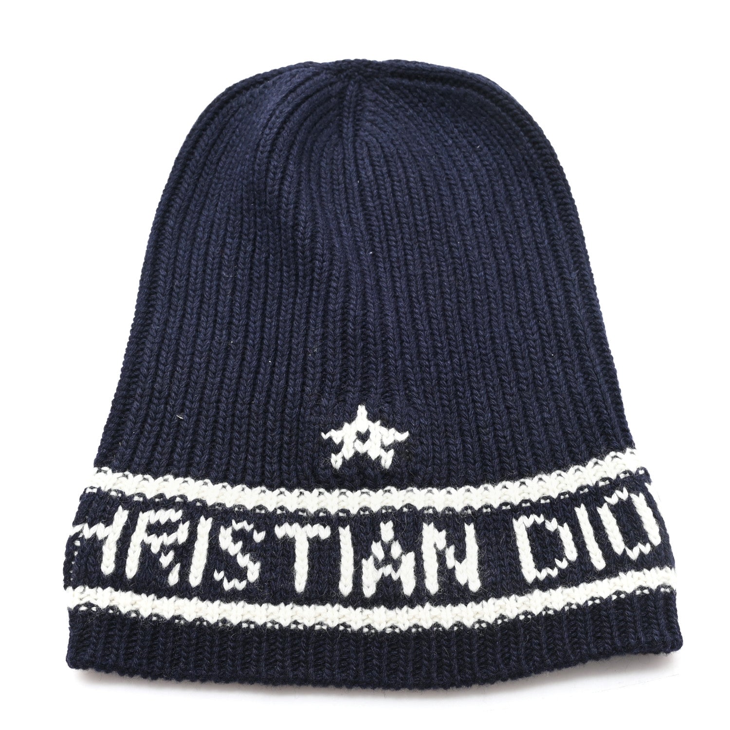 Christian Dior Wool Cashmere Star Beanie Blue Marine 1 of 5