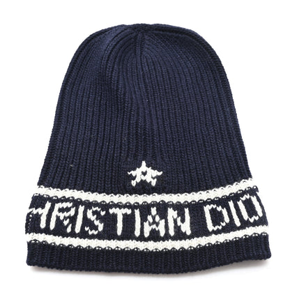 Christian Dior Wool Cashmere Star Beanie Blue Marine 1 of 5