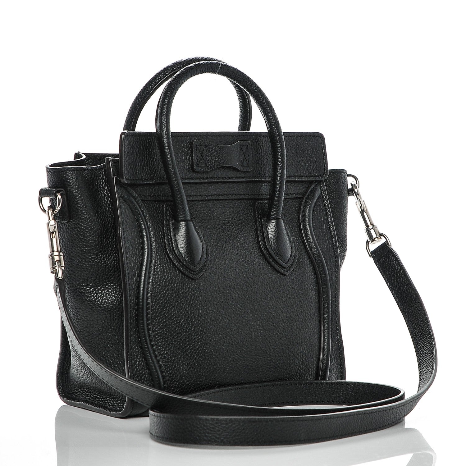 Celine Drummed Calfskin Nano Luggage Black 3 of 6