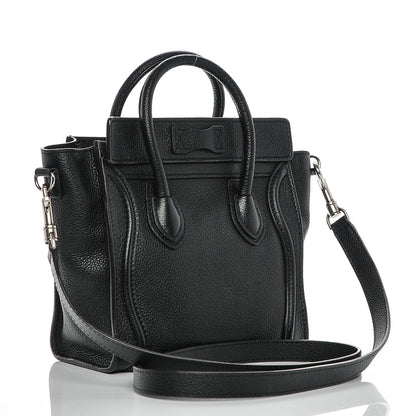 Celine Drummed Calfskin Nano Luggage Black 3 of 6