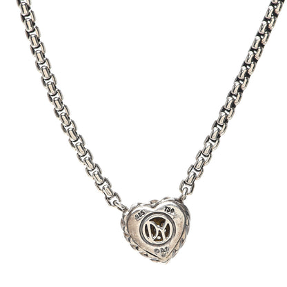 David Yurman Sterling Silver 18K Yellow Gold Diamond Pave Cable Heart Pendant Necklace 5 of 5