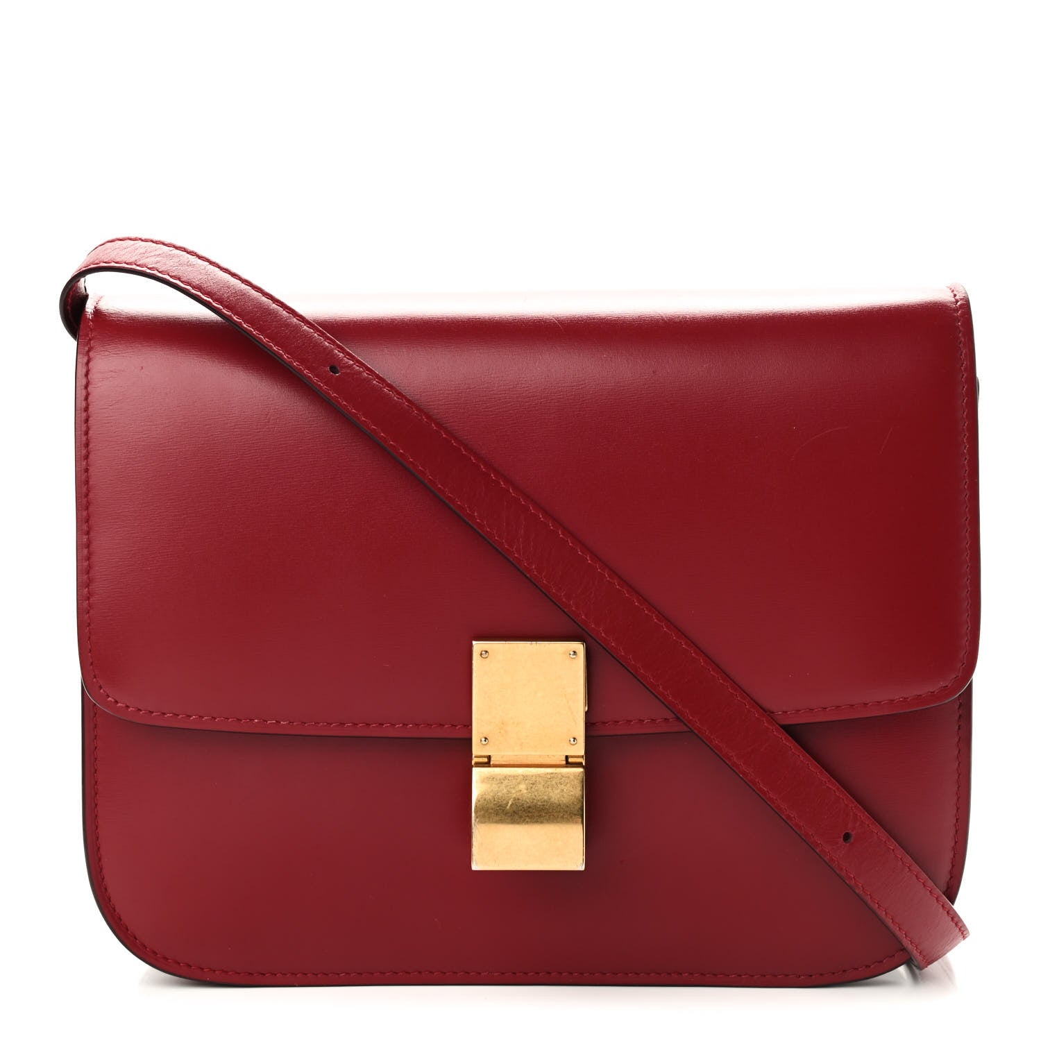 Celine Box Calfskin Medium Classic Box Flap Bag Red 1 of 10
