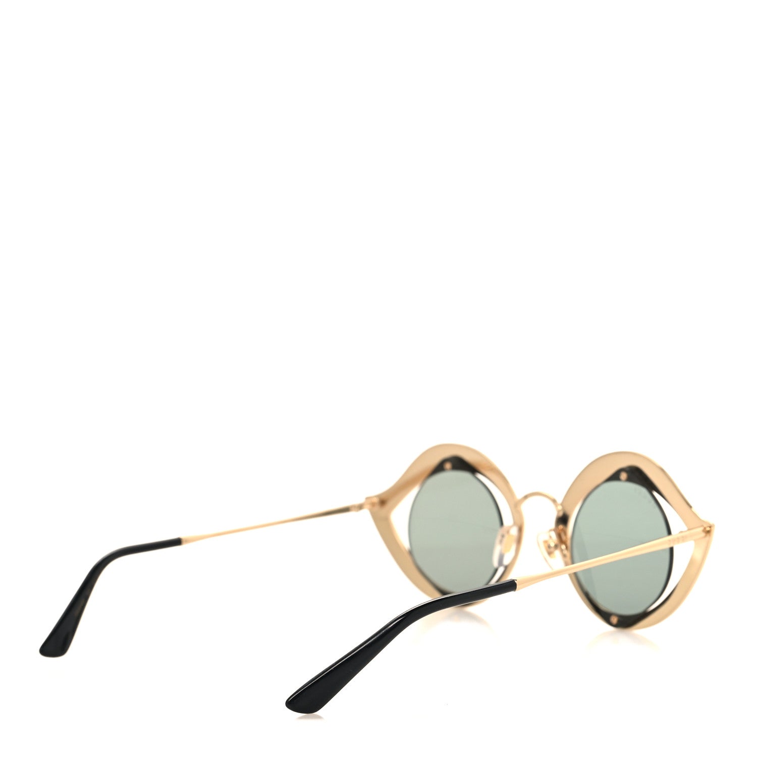 Gucci Metal Crystal Cat Eye Sunglasses GG0046S Gold Grey 4 of 7