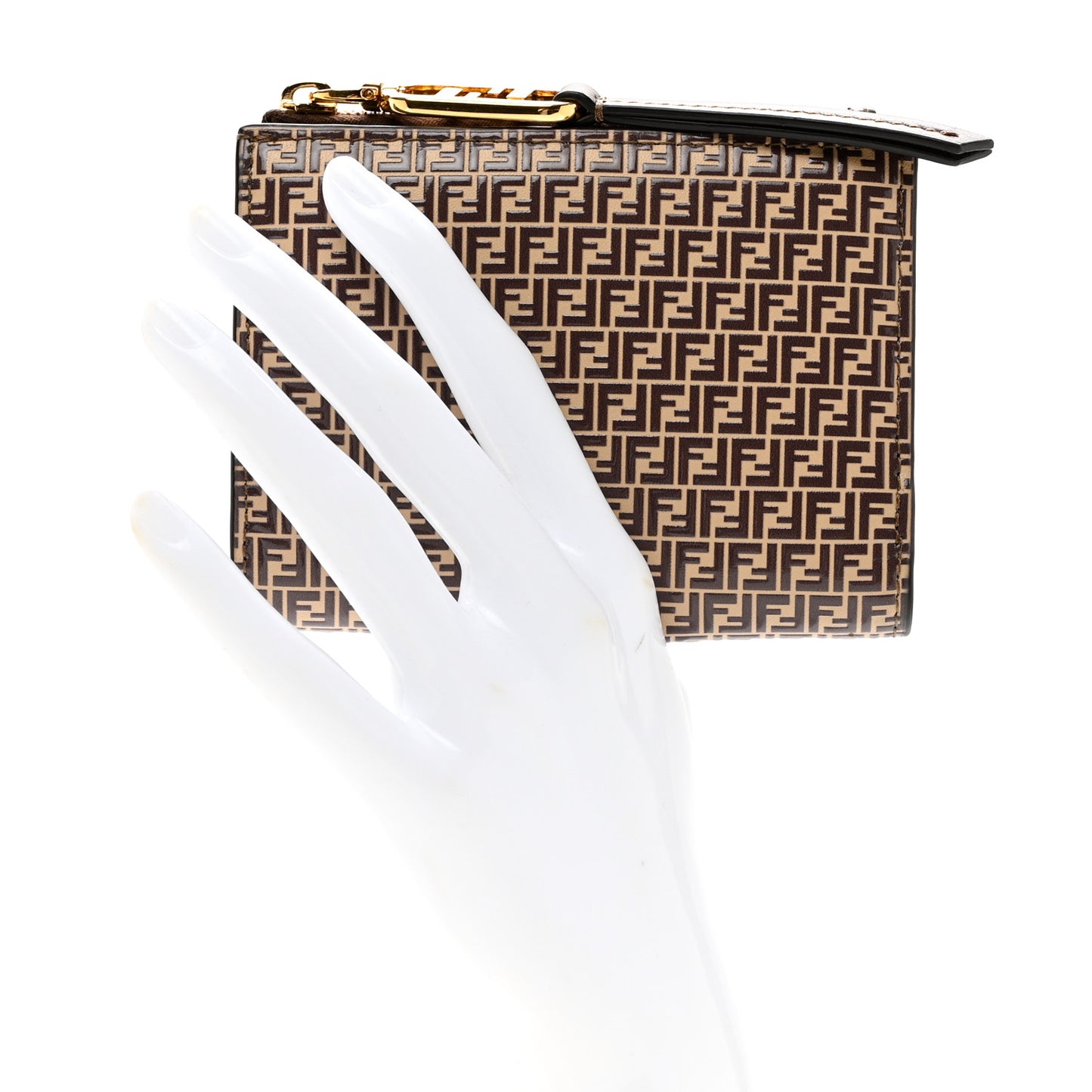 Vitello Liberty Micro FF Embossed Medium O'Lock Wallet Beige Amido Maya