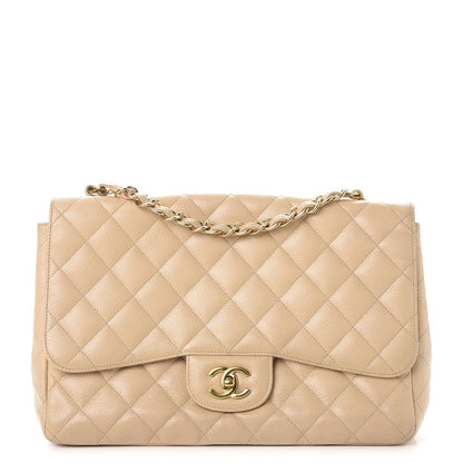 Chanel Caviar Quilted Jumbo Single Flap Beige Clair 1 of 9