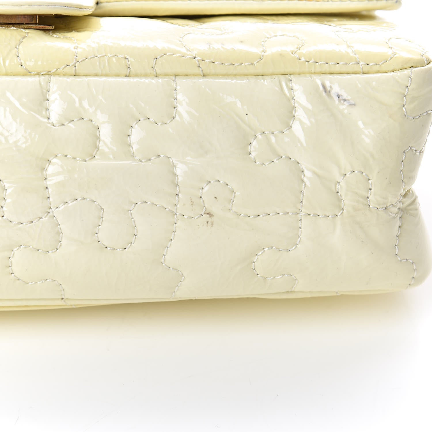 Chanel Crackled Patent Calfskin Puzzle 2.55 Reissue East West Flap White 15 of 17
