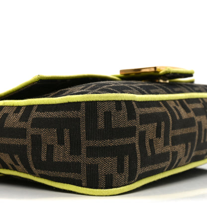 Fendi Fabric Jacquard FF 1974 Large Baguette Tobacco Moro Giallo Fluo 10 of 11
