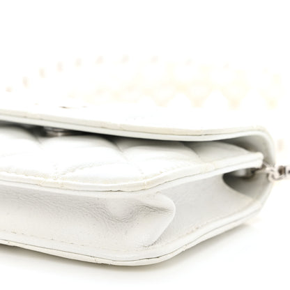 Chanel Calfskin Quilted Maxi Pearls Card Holder Flap With Chain White 11 of 11